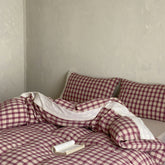 June Lace Double Gauze Gingham Bedding Set - Green